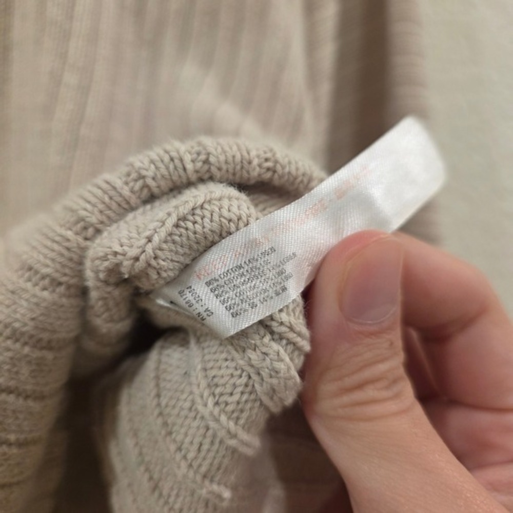 Free People FP Beach Ribbed Cropped Cardigan Sweater Beige Large Balloon Sleeve - Picture 5 of 12